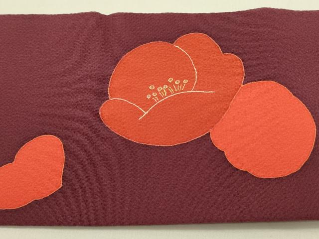 平和屋着物●九寸名古屋帯　刺繍　枝梅　金糸　鬼しぼ縮緬　正絹　逸品　DAAZ2211op