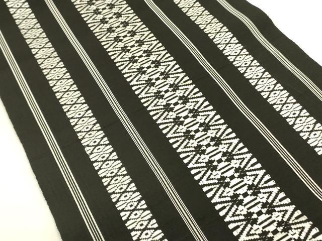 平和屋着物●本場筑前博多織　八寸名古屋帯　献上　黒地　正絹　逸品　DAAZ2224op
