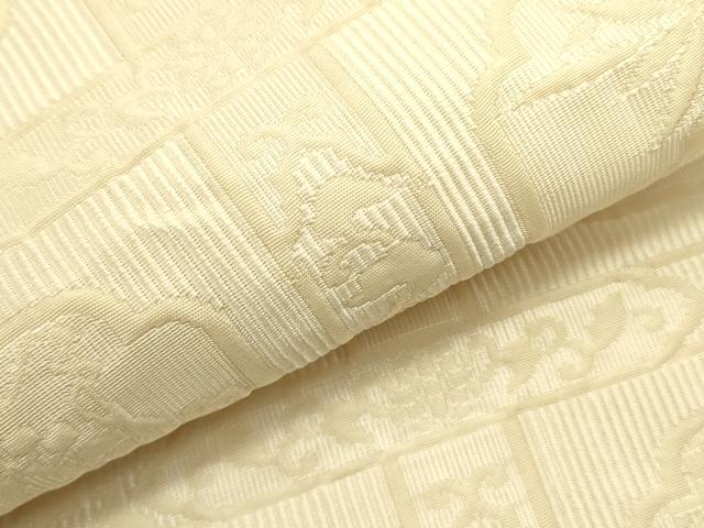 平和屋着物●全通柄袋帯 ふくれ織 草花文 正絹 逸品 DAAZ2244op