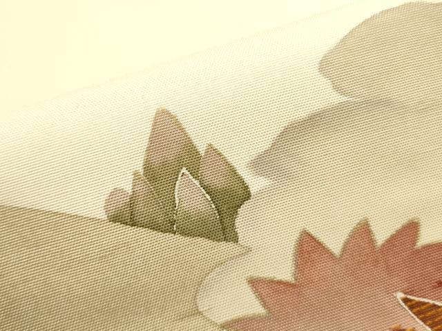 平和屋着物●九寸名古屋帯 紬地 風景文 金彩 正絹 逸品 DAAZ2245op