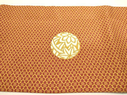 平和屋着物●九寸名古屋帯　パッチワーク　桜毬文　金彩　正絹　逸品　DAAZ2246op