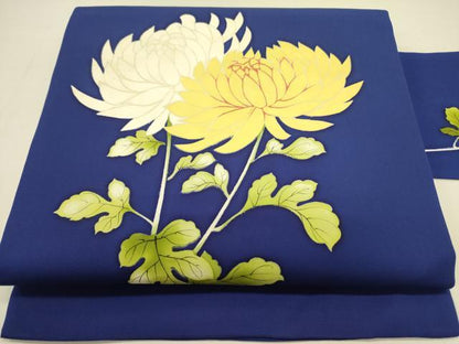 平和屋着物●塩瀬 九寸名古屋帯 菊 正絹 逸品 DAAZ2252op