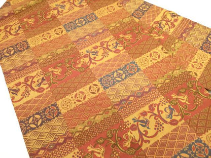 平和屋着物●全通柄九寸名古屋帯 花鳥文 正絹 逸品 未使用 DAAZ2256op