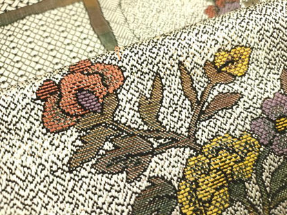 平和屋着物●本場筑前博多織 八寸名古屋帯 花鳥文 正絹 逸品 DAAZ2257op