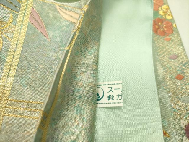 平和屋着物●六通柄袋帯　唐織　飛鳥草花文　金糸　引箔　鈴乃屋扱い　正絹　逸品　DAAZ2268op