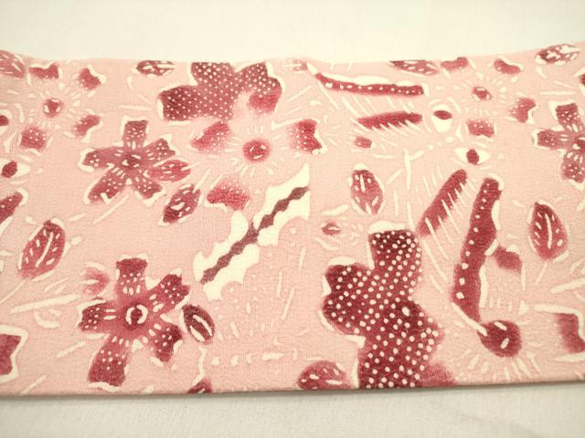 平和屋着物●九寸名古屋帯 型染 舞花 正絹 逸品 DAAZ2272op