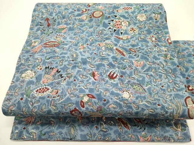 平和屋着物●全通柄九寸名古屋帯 更紗花文 正絹 逸品 DAAZ2279op