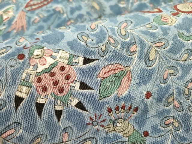 平和屋着物●全通柄九寸名古屋帯 更紗花文 正絹 逸品 DAAZ2279op