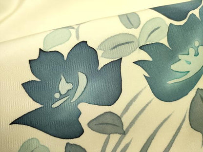 平和屋着物●塩瀬　九寸名古屋帯　手描き　草花　正絹　逸品　DAAZ2287op