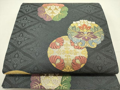 平和屋着物▽六通柄袋帯 スリーシーズン 春夏秋 唐織 舞衣 金糸 正絹 逸品 DAAZ2297op