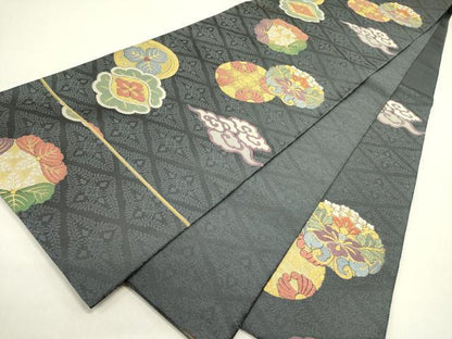 平和屋着物▽六通柄袋帯 スリーシーズン 春夏秋 唐織 舞衣 金糸 正絹 逸品 DAAZ2297op