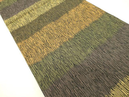 平和屋着物●綴れ 全通柄袋帯 横段文 正絹 逸品 DAAZ2306op