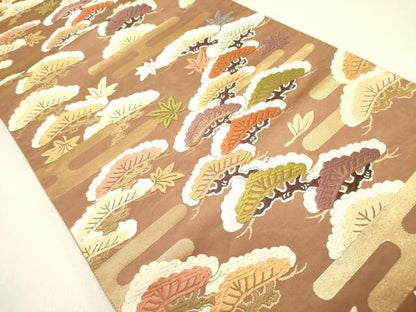 平和屋着物●六通柄袋帯　唐織　エ霞松文　金糸　正絹　逸品　DAAZ2326op