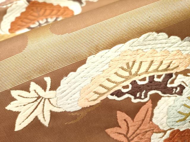 平和屋着物●六通柄袋帯　唐織　エ霞松文　金糸　正絹　逸品　DAAZ2326op