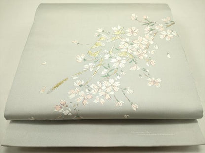 平和屋着物●太鼓柄袋帯 唐織 枝桜 金糸 正絹 逸品 DAAZ2327op