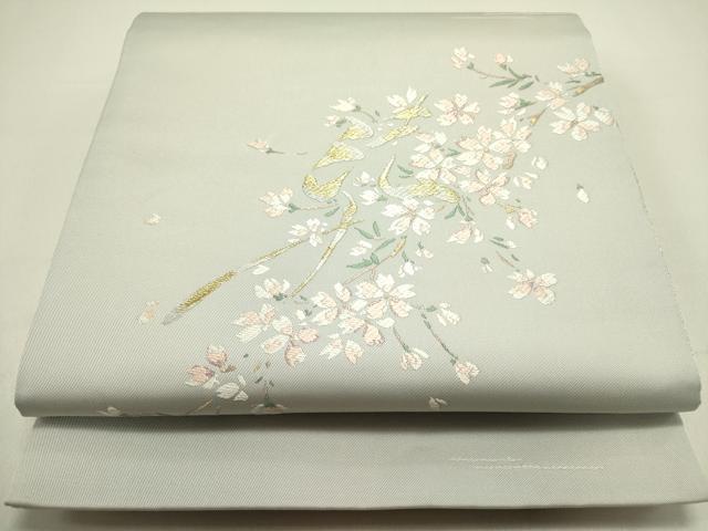 平和屋着物●太鼓柄袋帯 唐織 枝桜 金糸 正絹 逸品 DAAZ2327op
