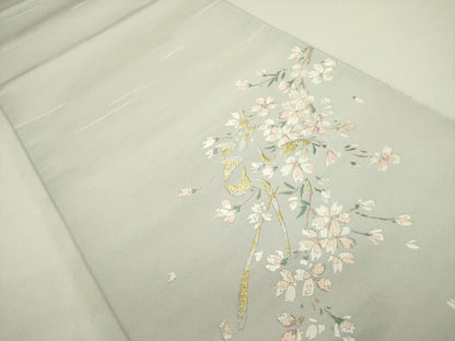 平和屋着物●太鼓柄袋帯 唐織 枝桜 金糸 正絹 逸品 DAAZ2327op