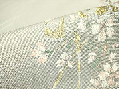 平和屋着物●太鼓柄袋帯 唐織 枝桜 金糸 正絹 逸品 DAAZ2327op
