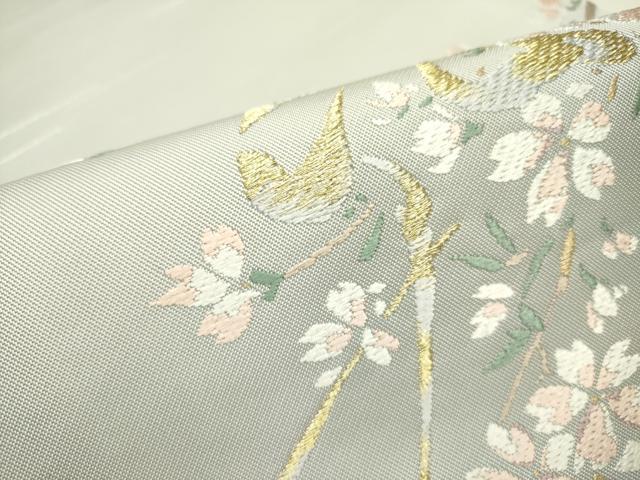 平和屋着物●太鼓柄袋帯 唐織 枝桜 金糸 正絹 逸品 DAAZ2327op