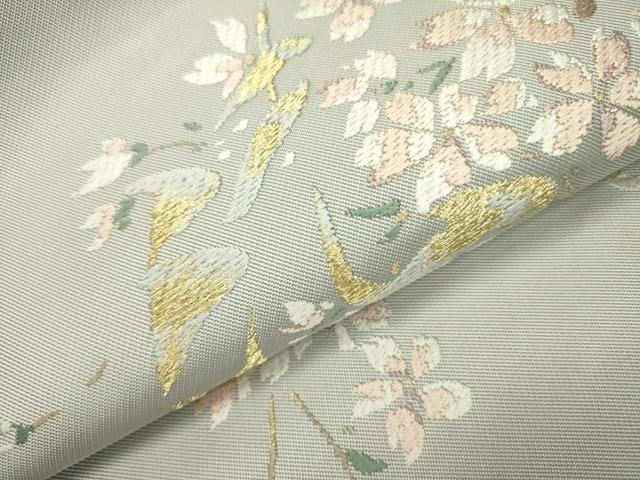 平和屋着物●太鼓柄袋帯 唐織 枝桜 金糸 正絹 逸品 DAAZ2327op