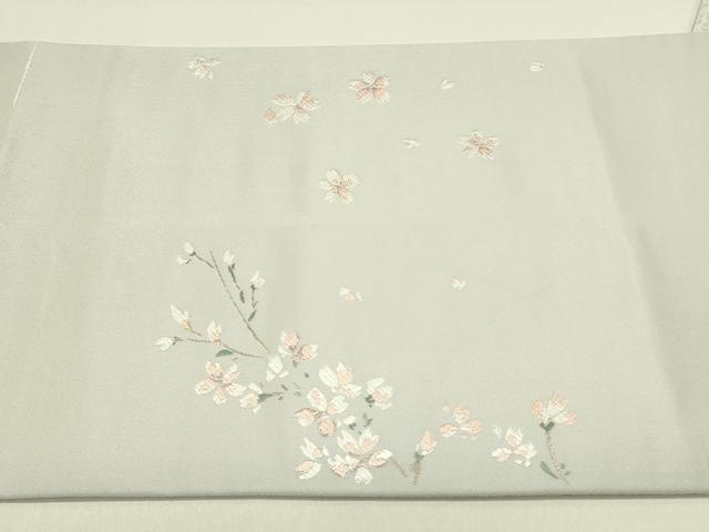 平和屋着物●太鼓柄袋帯 唐織 枝桜 金糸 正絹 逸品 DAAZ2327op