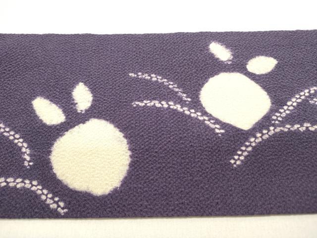平和屋着物●九寸名古屋帯　絞り　兎　ウサギ　鬼しぼ縮緬　正絹　逸品　DAAZ2337op