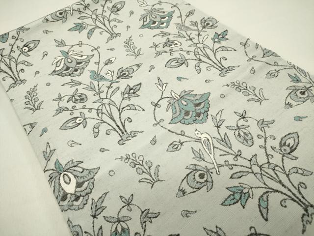 平和屋着物●九寸開き名古屋帯 紬地 更紗花文 さが美扱い 正絹 逸品 DAAZ2344op