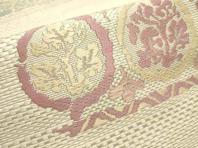 平和屋着物●本場筑前博多織 八寸名古屋帯 唐織 横段抽象文 正絹 逸品 DAAZ2363op