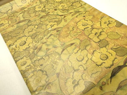 平和屋着物●六通柄袋帯　辻が花　引箔　正絹　逸品　DAAZ2380op