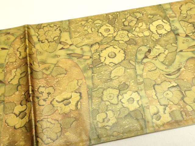 平和屋着物●六通柄袋帯　辻が花　引箔　正絹　逸品　DAAZ2380op