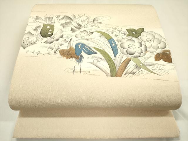 平和屋着物○九寸開き名古屋帯 手描き 辻が花 鬼しぼ縮緬 DAAZ2383op