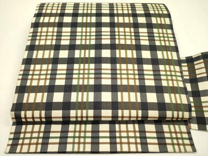 平和屋着物●全通柄九寸名古屋帯　格子　正絹　逸品　DAAZ2385op
