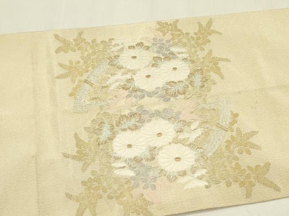 平和屋着物●綴れ　太鼓柄袋帯　籬菊文　金銀糸　正絹　逸品　DAAZ2389op