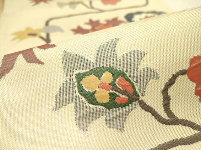 平和屋着物●名門木屋太 今河織物 六通柄袋帯 更紗草花文 正絹 逸品 DAAZ2398op