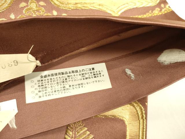 平和屋着物●西陣　六通柄袋帯　花菱文　金糸　正絹　逸品　DAAZ2400op