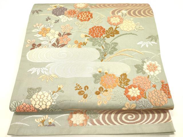 平和屋着物●六通柄袋帯 唐織 流水花文 金糸 正絹 逸品 DAAZ2410op
