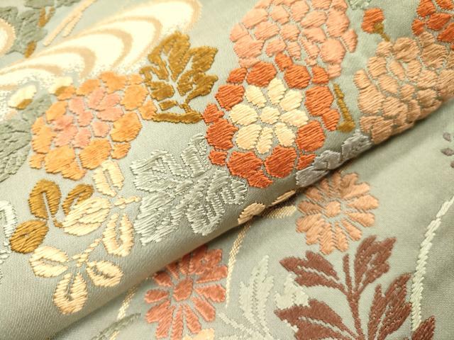 平和屋着物●六通柄袋帯 唐織 流水花文 金糸 正絹 逸品 DAAZ2410op