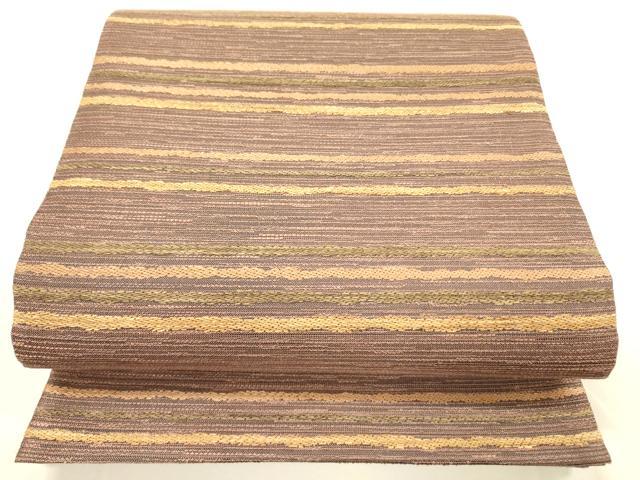 平和屋着物●六通柄袋帯　横段文　正絹　逸品　DAAZ2416op