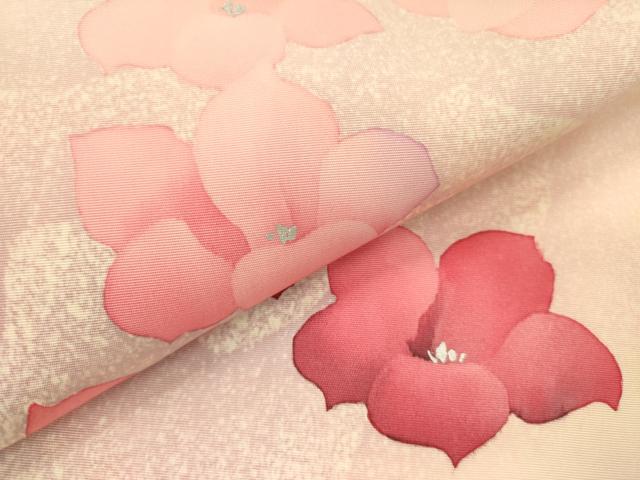 平和屋着物●塩瀬 九寸名古屋帯 舞花 銀彩 正絹 逸品 DAAZ2424op