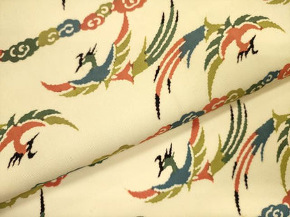 平和屋着物●塩瀬　九寸名古屋帯　型染　飛鳥文　正絹　逸品　DAAZ2426op