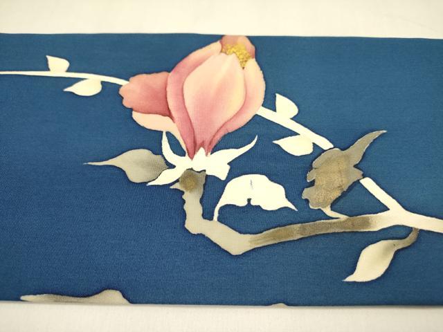 平和屋着物●塩瀬　九寸名古屋帯　枝花　金彩　正絹　逸品　DAAZ2437op