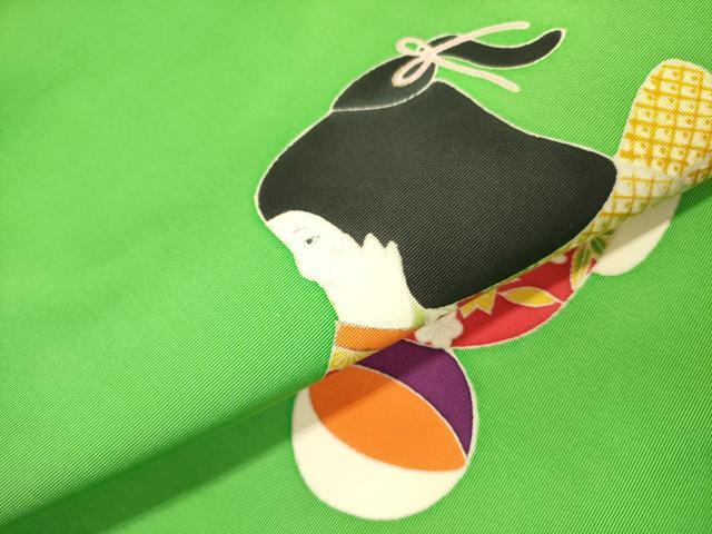平和屋着物●塩瀬 九寸名古屋帯 鞠 童子 金彩 正絹 逸品 未使用 DAAZ2443op