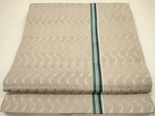 平和屋着物●本場筑前博多織 八寸名古屋帯 抽象間道 正絹 逸品 DAAZ2446op