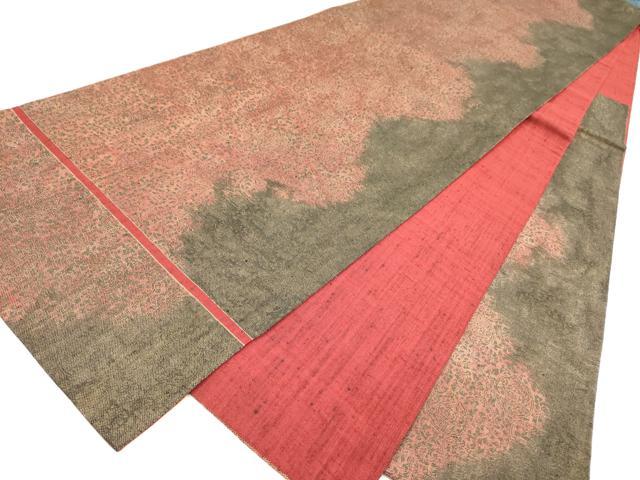 平和屋着物●六通柄袋帯　紬地　草葉丸文　正絹　逸品　DAAZ2456op