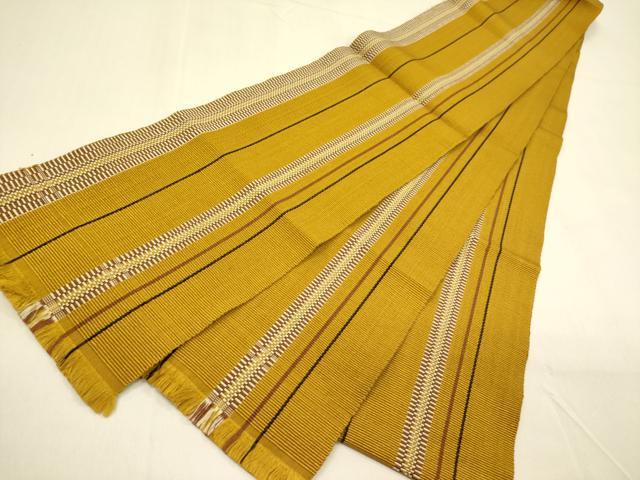 平和屋着物○本場黄八丈 紬 半幅帯 間道 正絹 逸品 DAAZ2463op