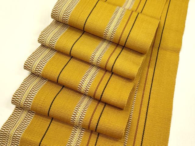 平和屋着物●本場黄八丈　紬　半幅帯　間道　正絹　逸品　DAAZ2463op 平和屋着物○本場黄八丈 紬 半幅帯 間道 正絹 逸品 DAAZ2463op