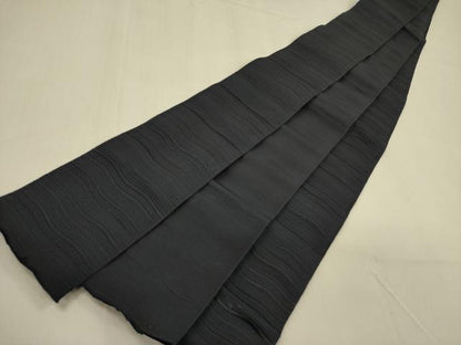 平和屋着物●男性　本場筑前博多織　角帯　よろけ縞　濃藍色　正絹　逸品　DAAZ2464op