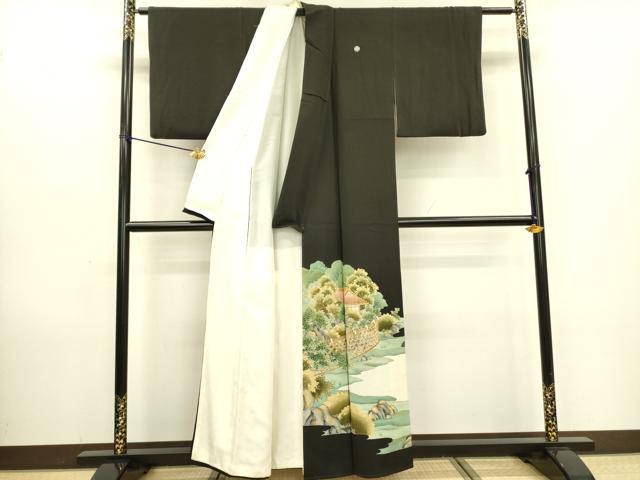 平和屋着物■豪華黒留袖　作家物　風景文　金彩　正絹　逸品　DAAZ2566op
