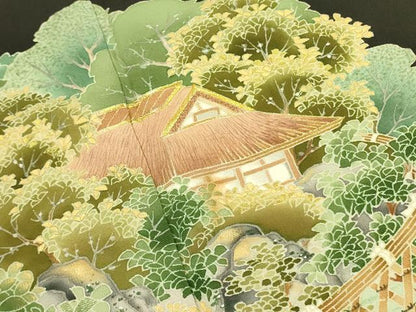 平和屋着物■豪華黒留袖　作家物　風景文　金彩　正絹　逸品　DAAZ2566op