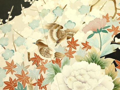 平和屋着物■豪華黒留袖　刺繍　牡丹花文　金彩　正絹　逸品　DAAZ2568op